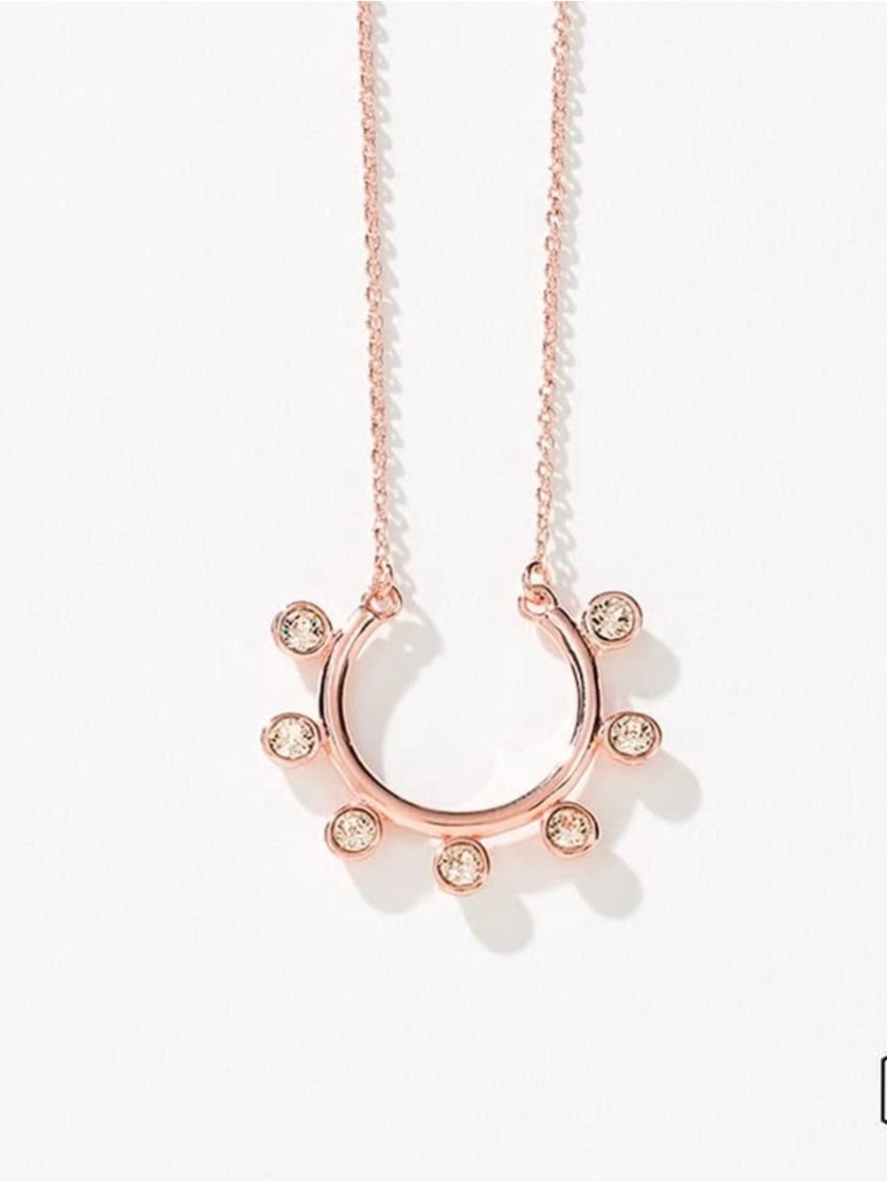 NWT Touchstone Crystal “Sunrise” Necklace, Rose Gold; Retired